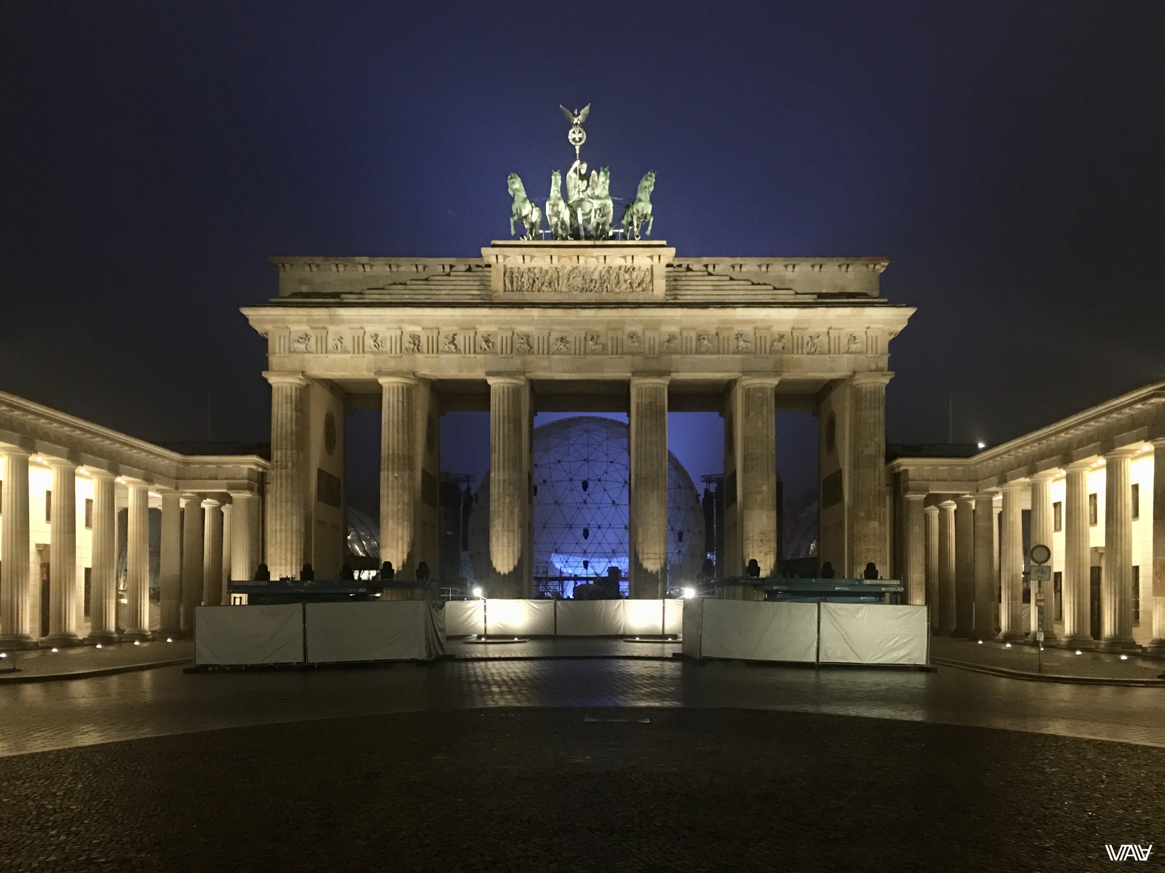 The Brandenburg Gates looks even more magnificent at night. Berlin, Germany