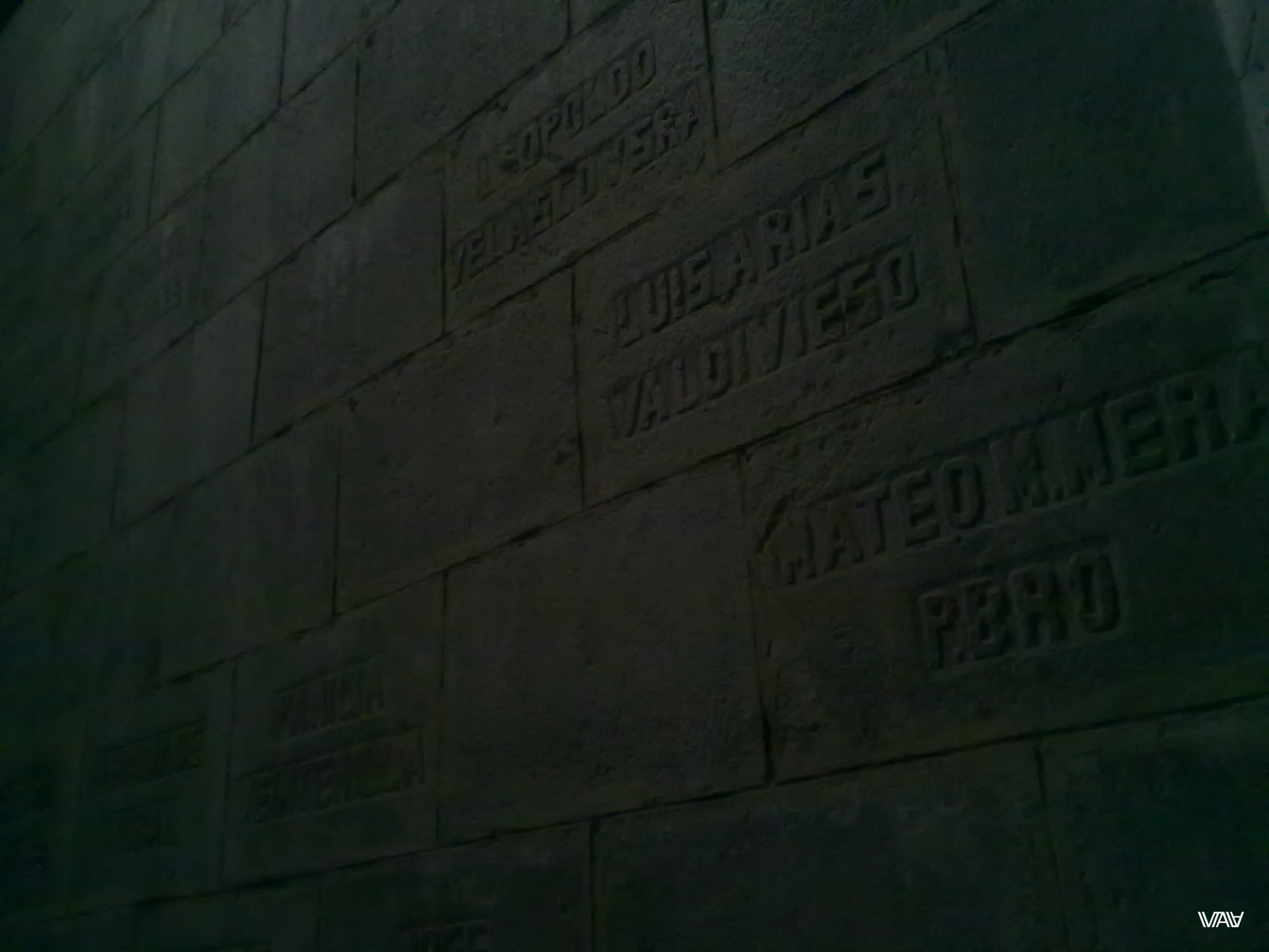 Все стены в именах. Раньше это были люди. А теперь буквы в камне. Базилика дель Вото Насьеналь, Кито, Эквадор