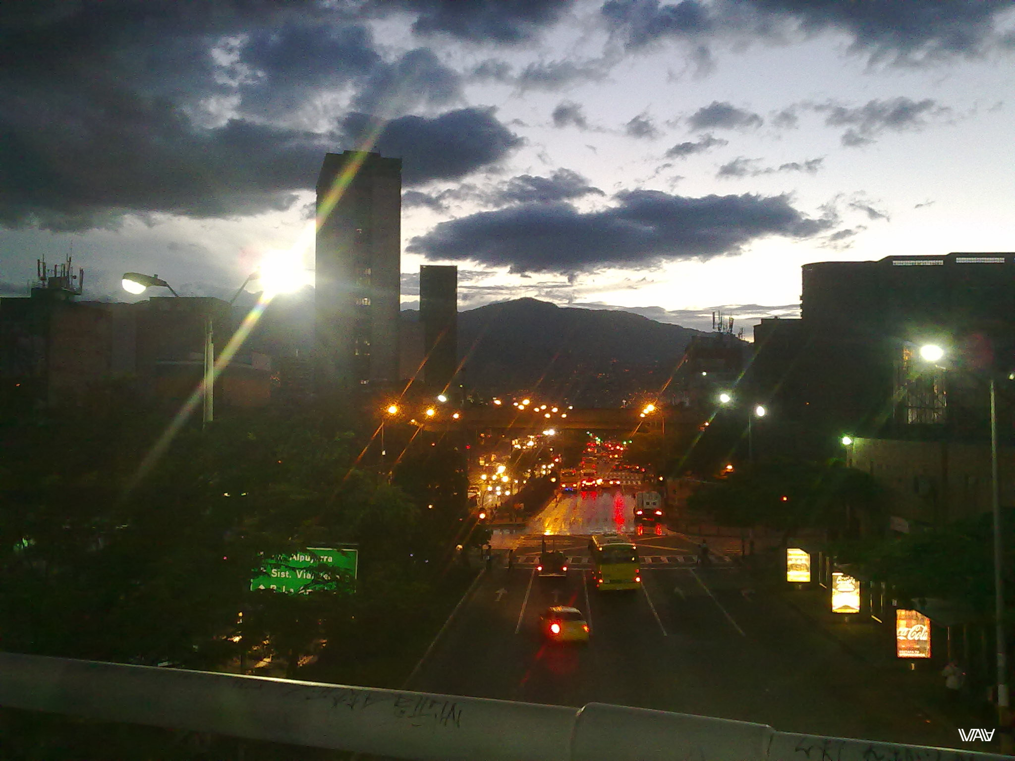 Sunset in the city of Medellin, Colombia
