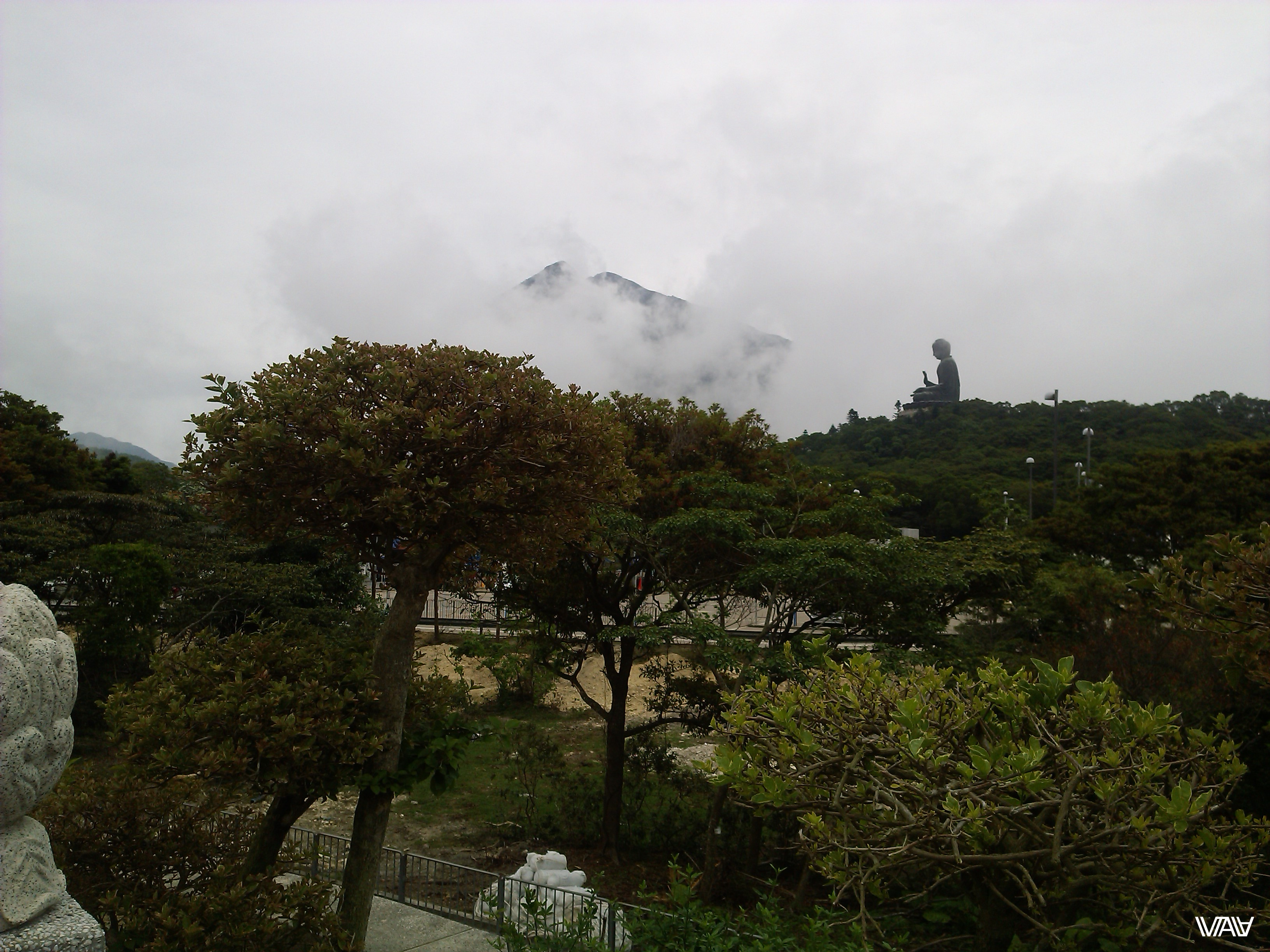 Tian Tan Buddha is visible from afar, Hong Kong